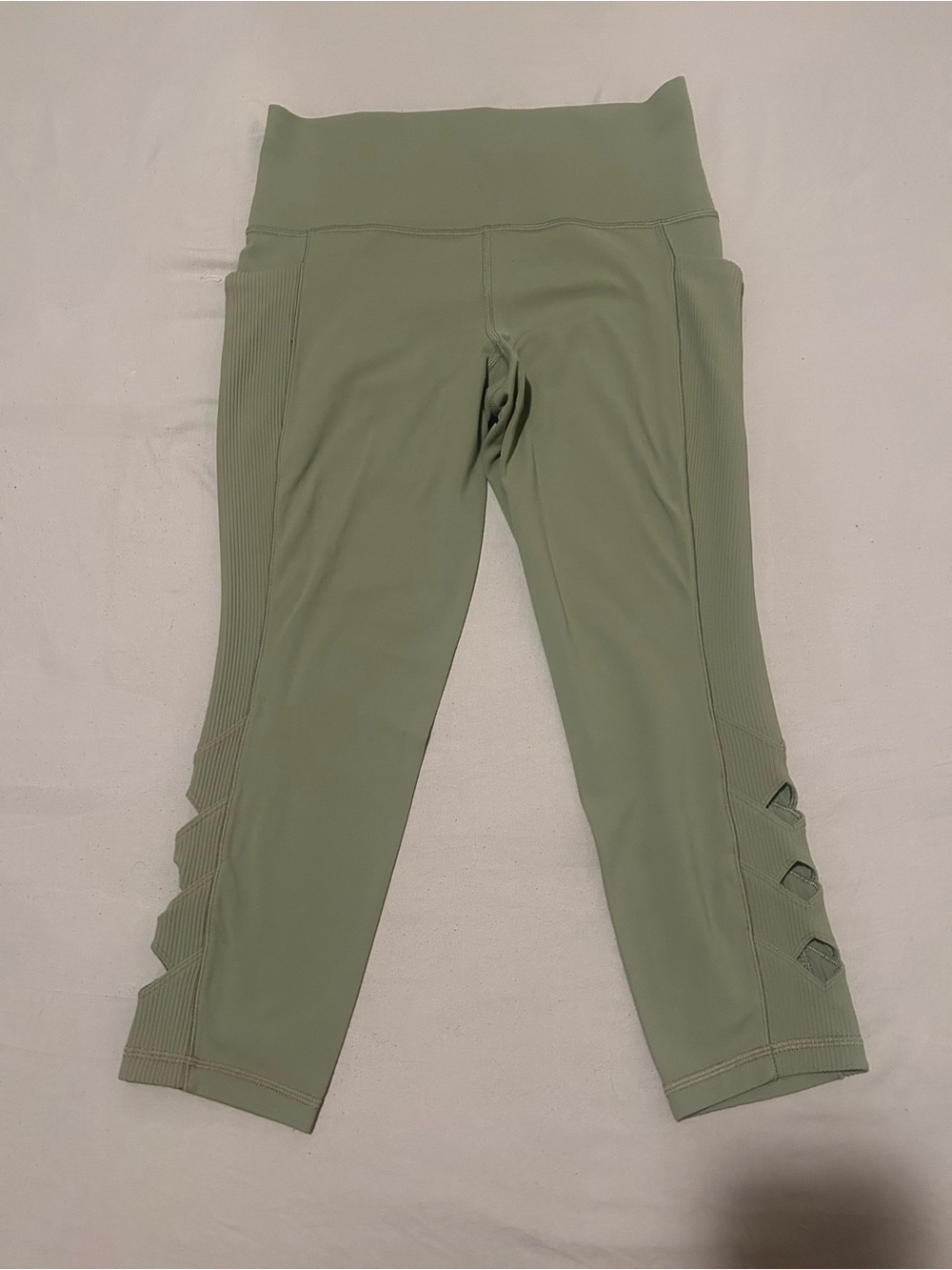 Athleta Olive Green Cropped Leggings with Side Cutout Detail - Picture 2 of 10